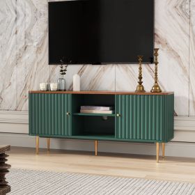 Mid Century Modern TV Stand with Fluted Doors, 55/60/65 inch White Entertainment Center with Storage, Media Console for Living Room, Bedroom, Gre