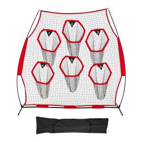 VEVOR 8 x 8 ft Football Trainer Throwing Net, Training Throwing Target Practice Net with 6 Target Pockets