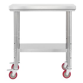 VEVOR Stainless Steel Table, 24 x 30 Inches Food Prep Worktable with Wheels