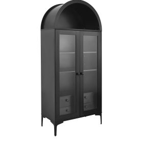 VEVOR Arched Display Cabinet with Glass Doors, 70 in Tall Curio Cabinet, 4-Tier Display Case with 2 Adjustable Shelves