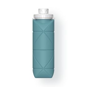 20oz Durable Collapsible Water Bottles Leakproof Valve Reusable BPA Free Silicone Foldable Travel Water Bottle For Gym Camping Hiking Travel Spor (Color: Green)