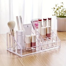Modern Crystal Clear Countertop Organizer - 16-Section Display Case with Hidden Drawer - For Dresser, Bathroom, Office Desk Accessories (Items: 16-compartment storage box(transparent))
